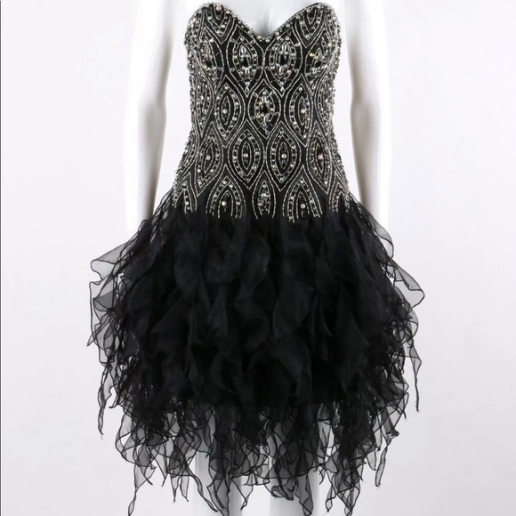 JOVANI Black Beaded Strapless Sweetheart Neckline - Picture 1 of 4